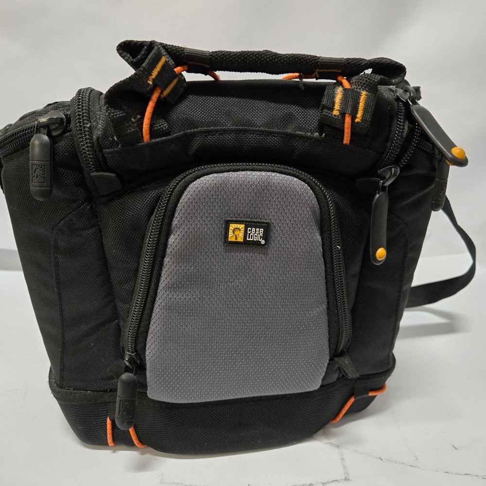 Case Logic Camera Bag Black Grey Orange Padded Shoulder Strap Accessory Pockets
